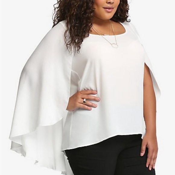 Torrid White Chiffon  Cape Back Top Size 2X  (NWOT) - Picture 4 of 10